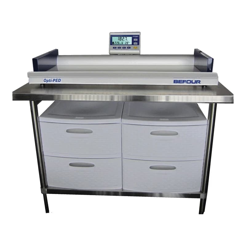 Befour MX282 Opti-PED on its optional TBL282 exam table