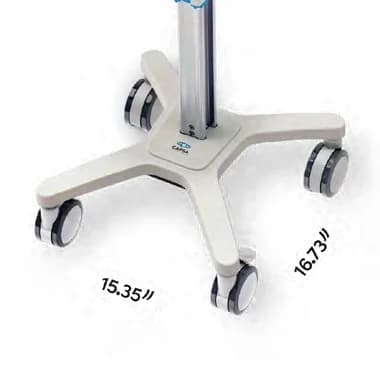 Five-leg base of the Capsa SlimCart with its casters