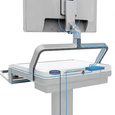 Path of the encased wires through the handle and column of the Capsa T7