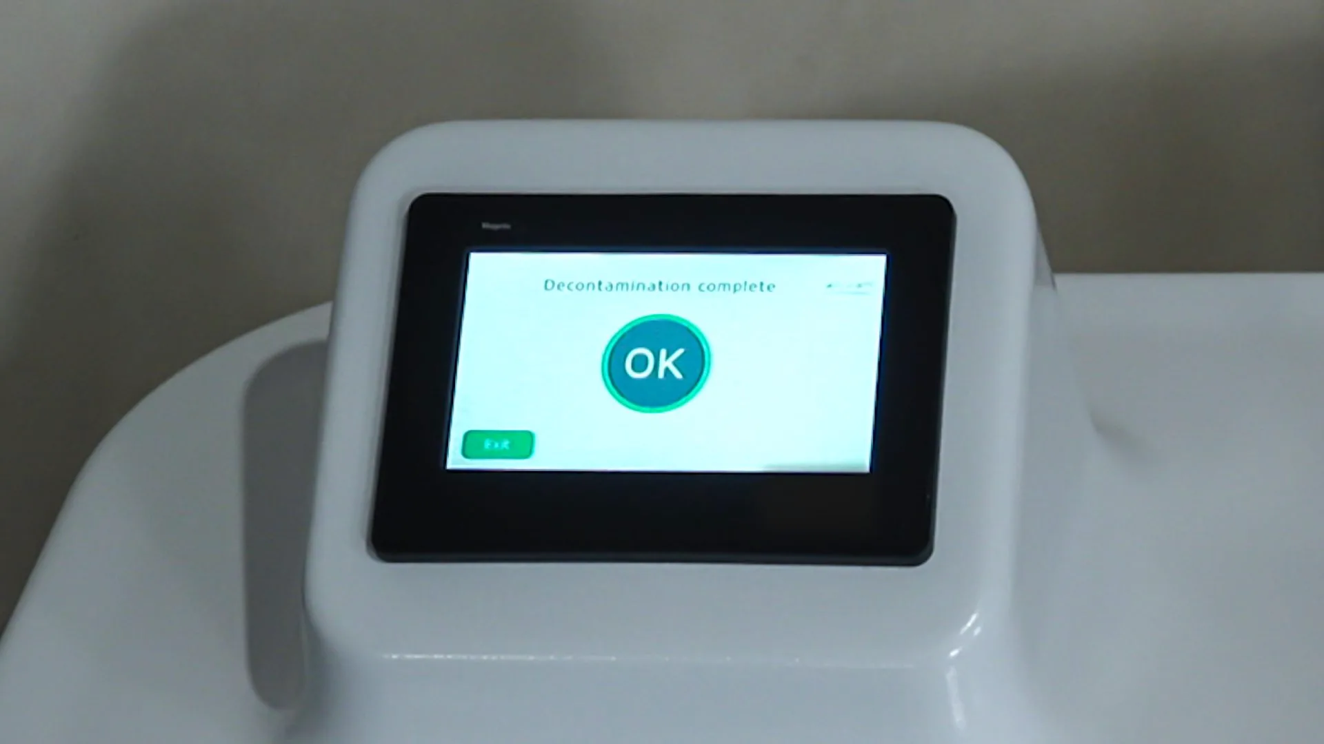 L'écran tactile du Wishower à la fin du cycle de décontamination